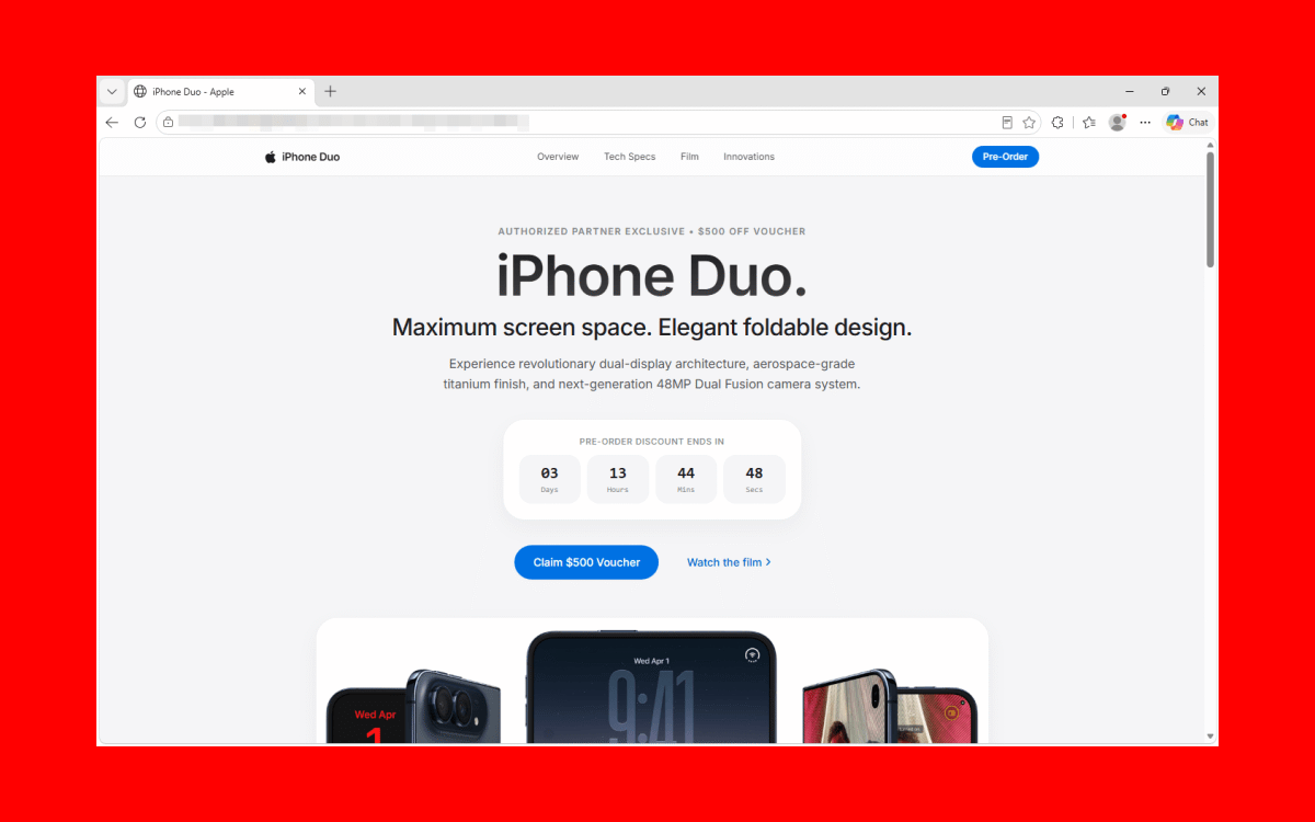Fake iPhone Duo preorder page can steal crypto wallet data and more