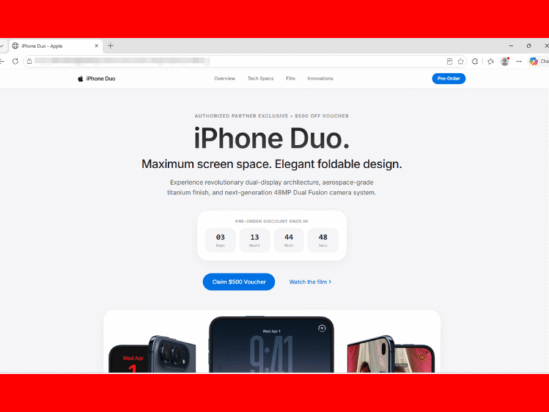 Fake iPhone Duo preorder page can steal crypto wallet data and more