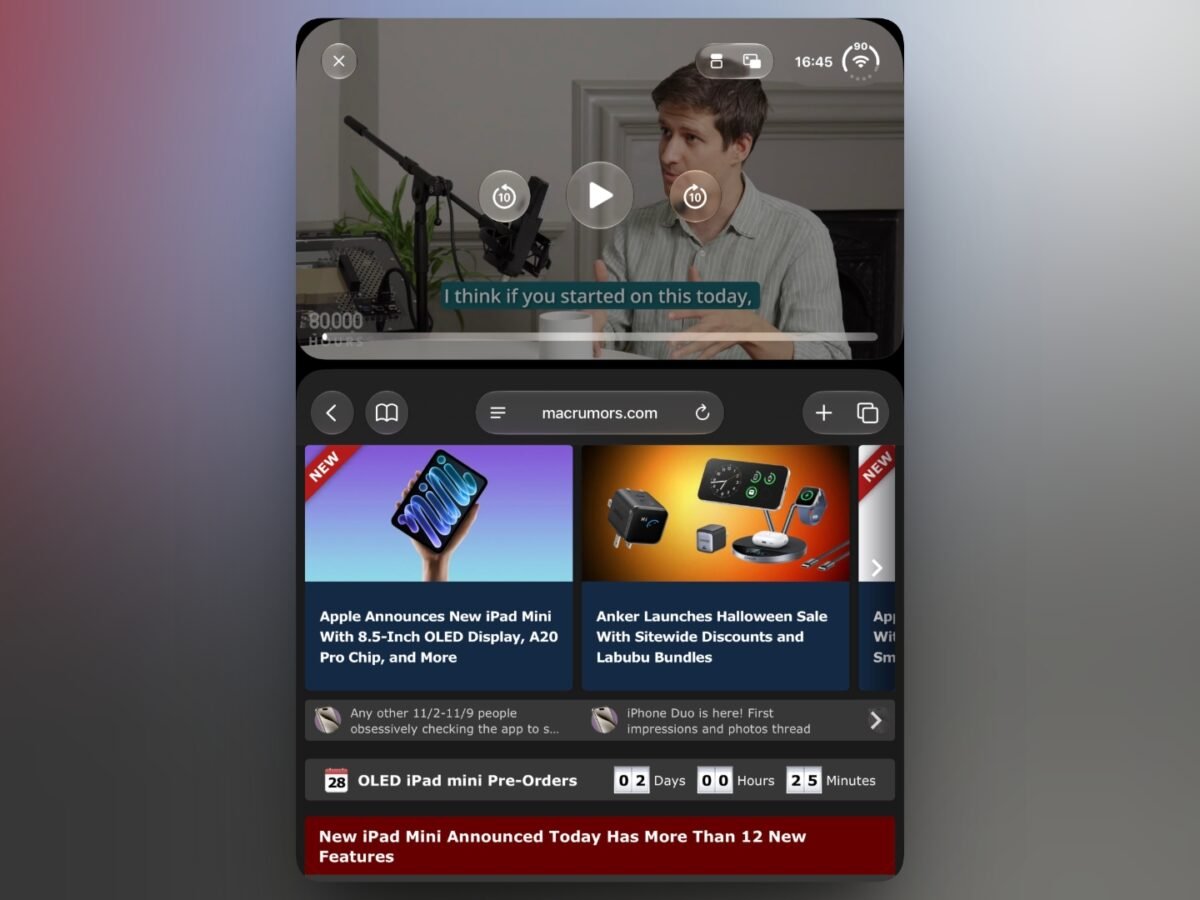 iPhone Duo: Watch Video Above an App in Portrait Mode